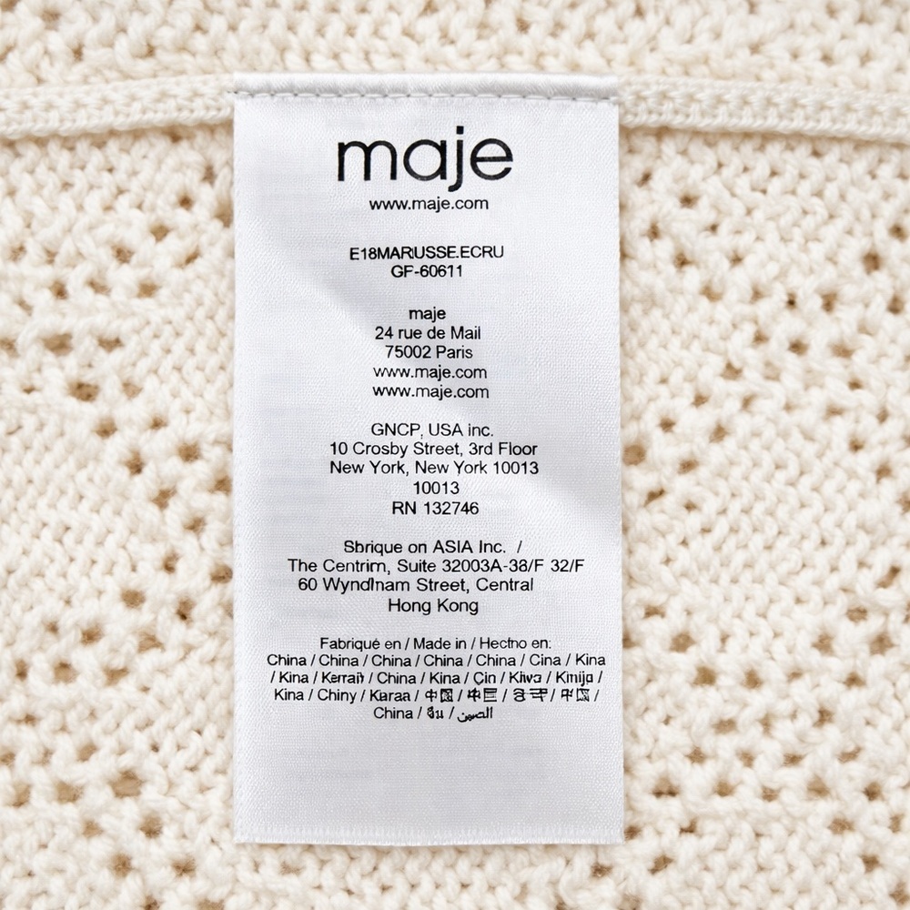 Maje Embroidered Knit Sweater Cream Red Floral Parisian Chic Pointelle Small - Picture 6 of 7